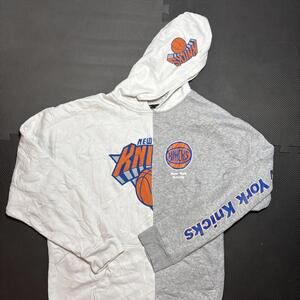 Hollister Hoodie Mens XL White Gray Colorblock NBA New York Knicks Basketball